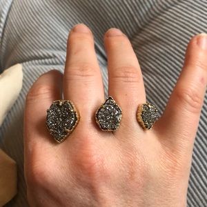 Kendra Scott Multi Finger Ring. Silver Drusy
